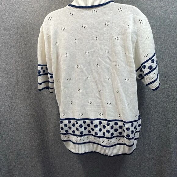 Vintage Cape Cod sportswear white/blue short sleeve‎ sweater size L - Picture 8 of 12